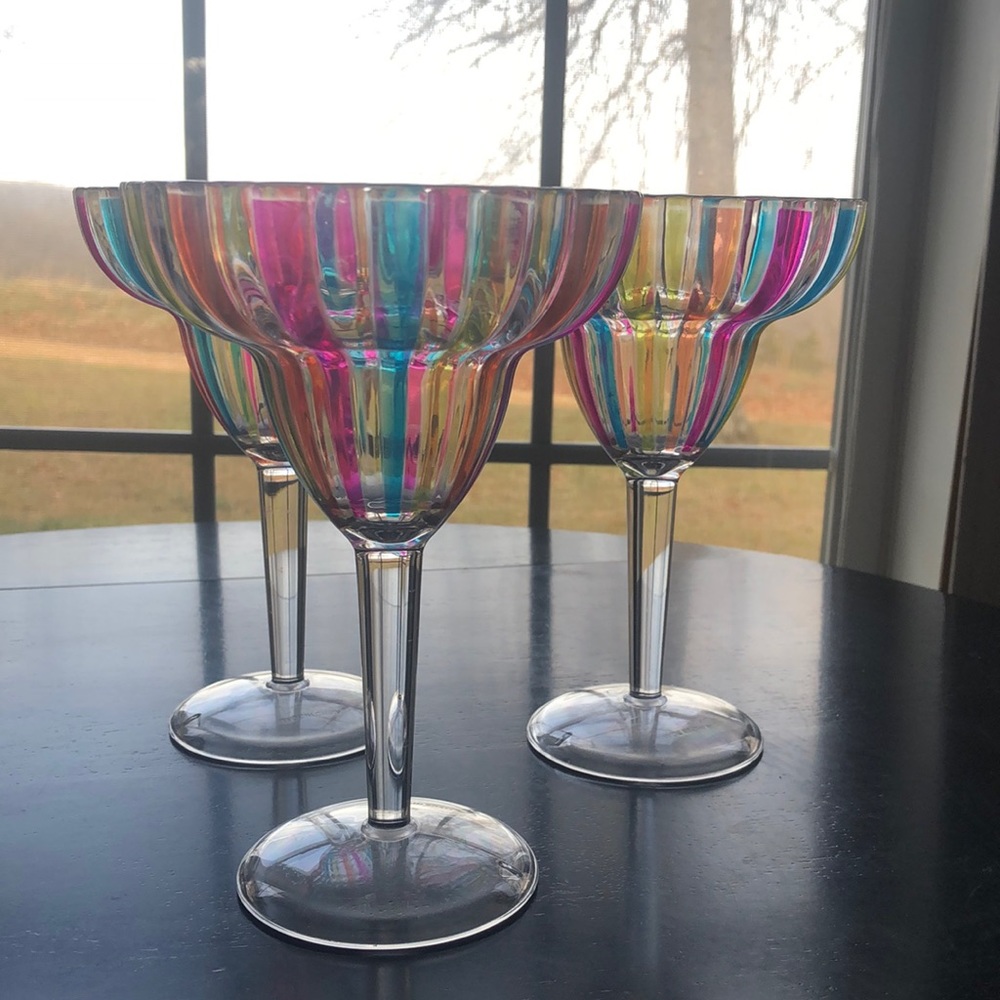 3 plastic margarita glasses